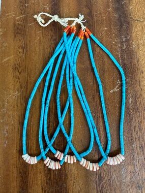 5PC NOS Vintage Santo Domingo Native American Jacla Pueblo Turquoise Shell Coral